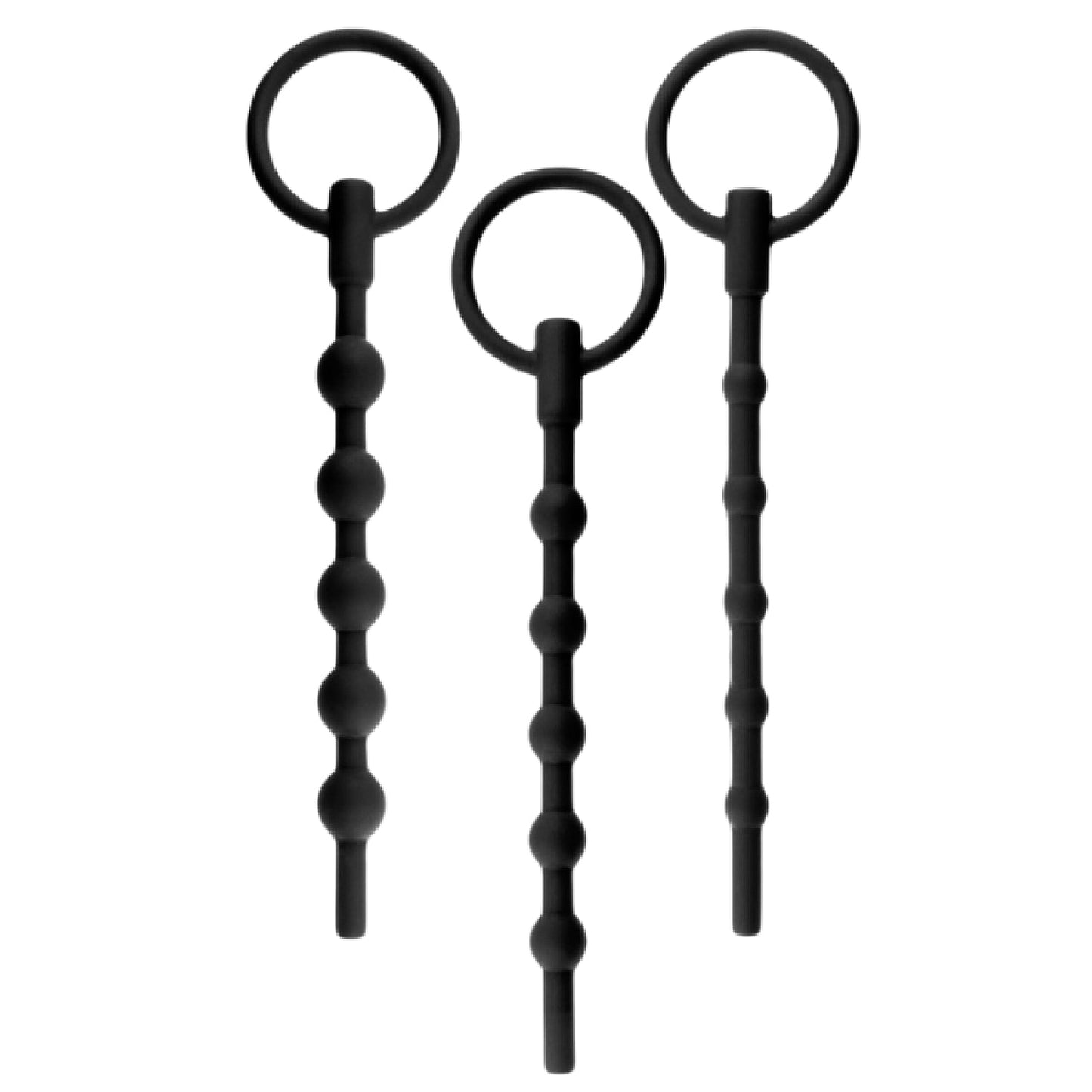 Silicone Urethal Sounding Kit - Ribbed (Black)