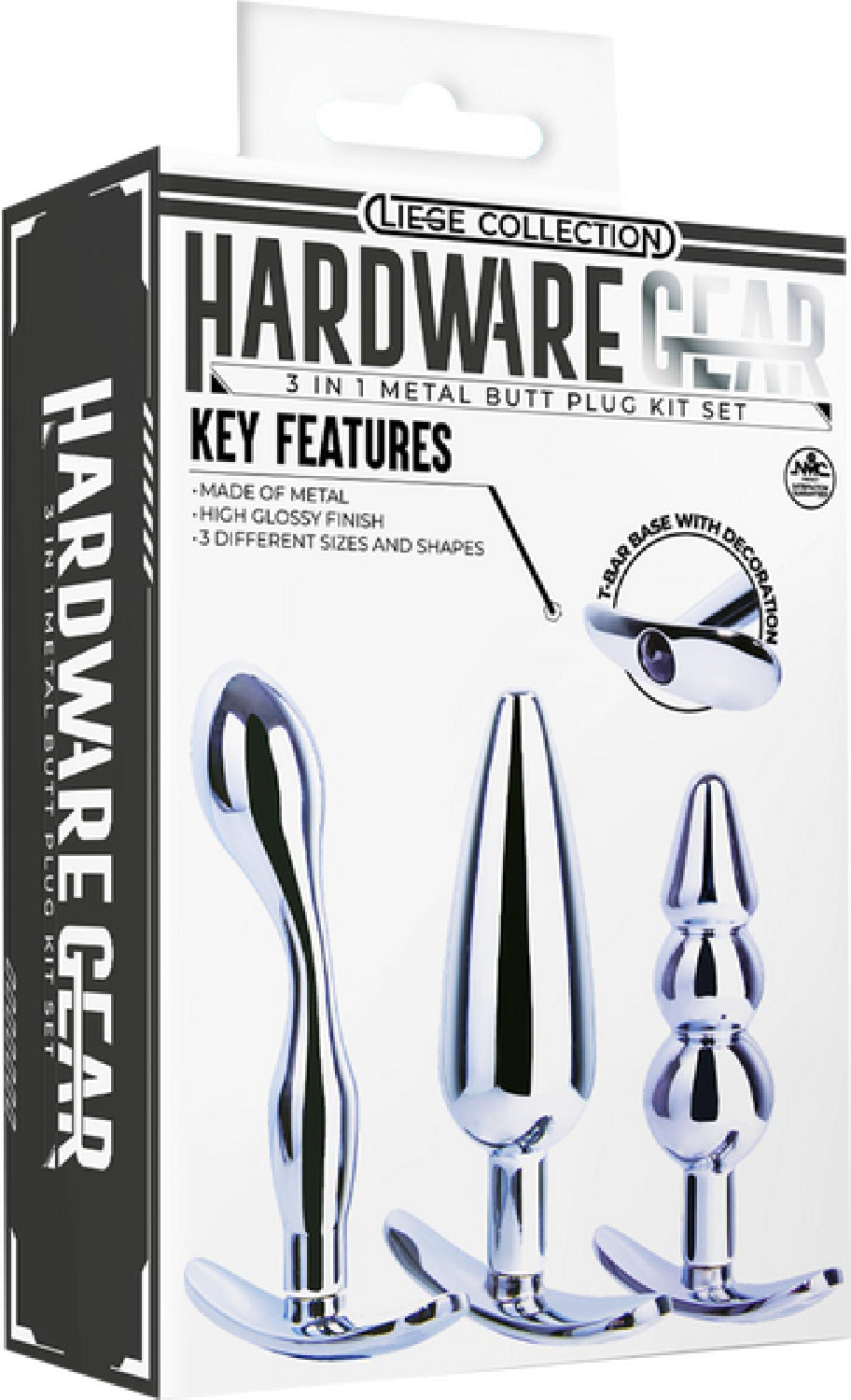 3 in 1 Metal Butt Plug Kit Set (Chrome)