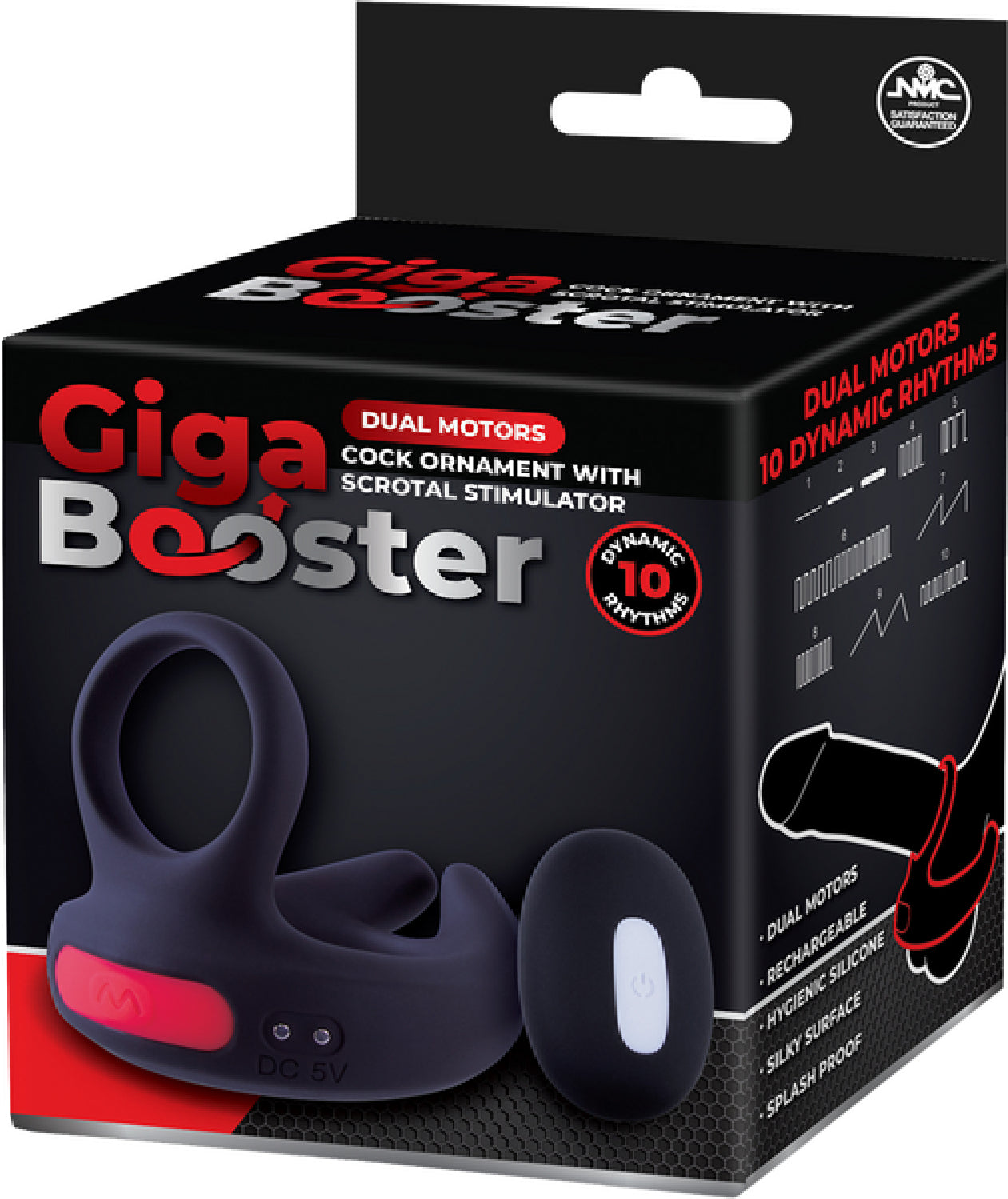 Dual Motor Cock Ornament with Scrotal Stimulator (Black)
