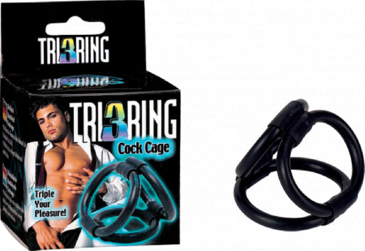 Tri Ring 3 Cock Cage (Black)