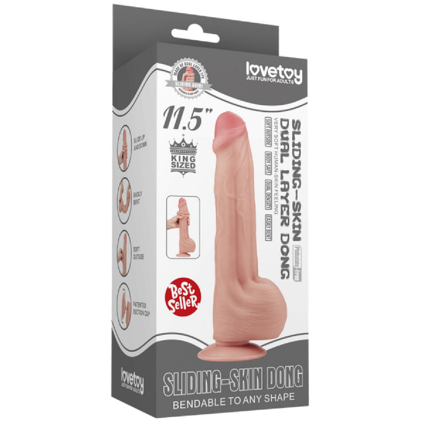 11.5'' King Sized Sliding Skin Dual Layer Dong (Flesh)