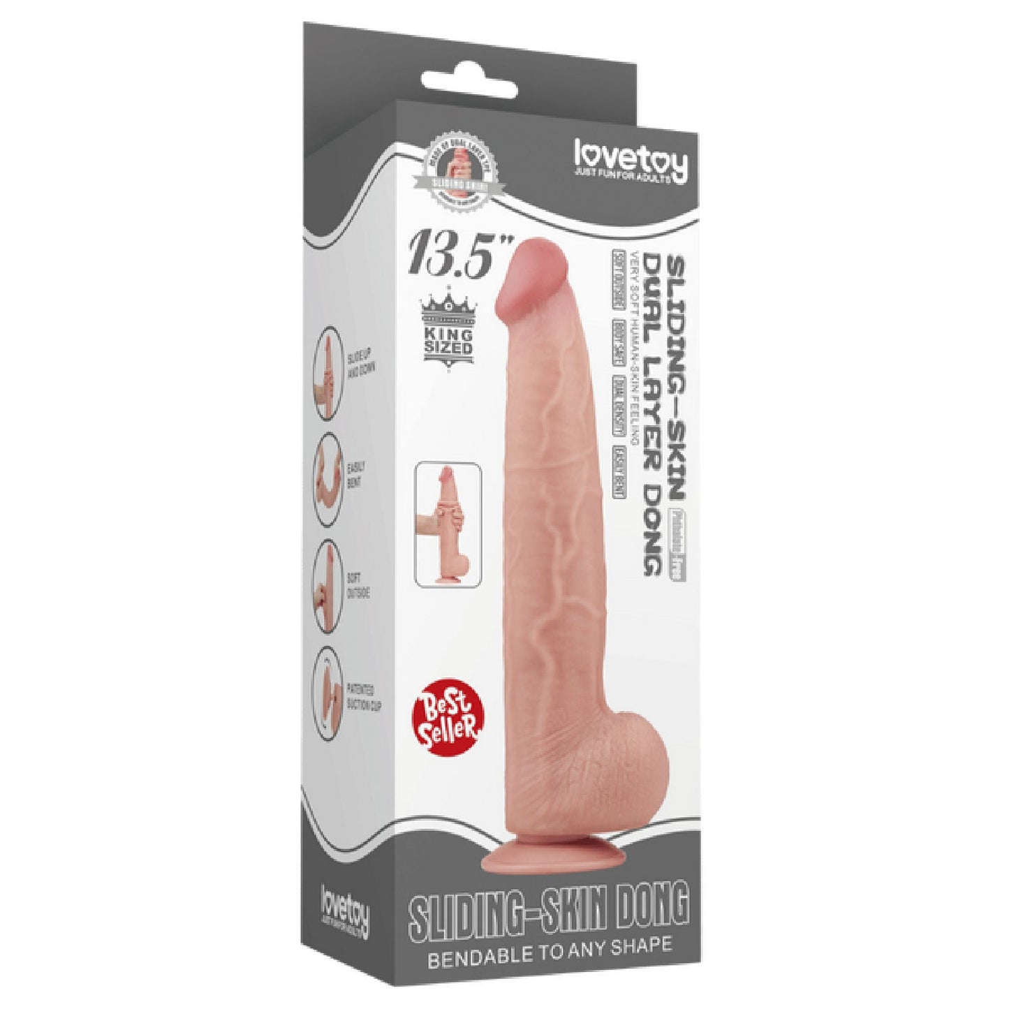 13.5'' King Sized Sliding Skin Dual Layer Dong (Flesh)