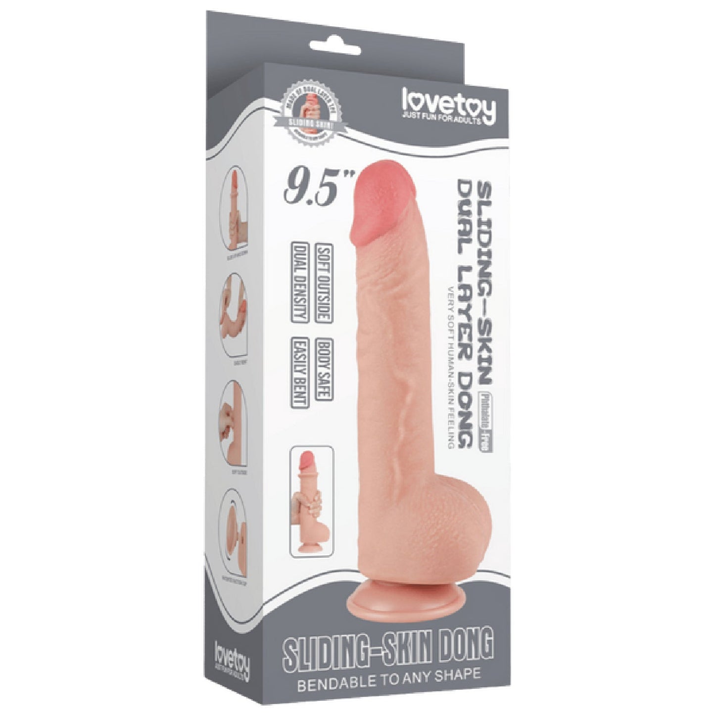 9.5'' Sliding Skin Dual Layer Dong (Flesh)
