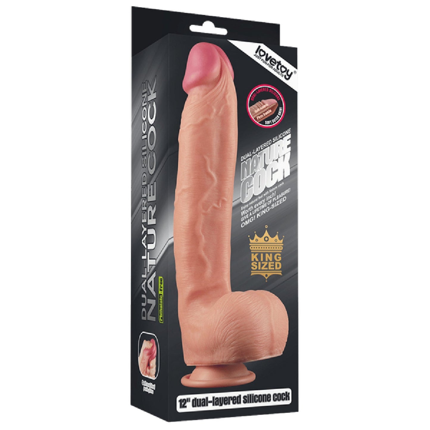12" Dual Layered Platinum Silicone Cock (Flesh)