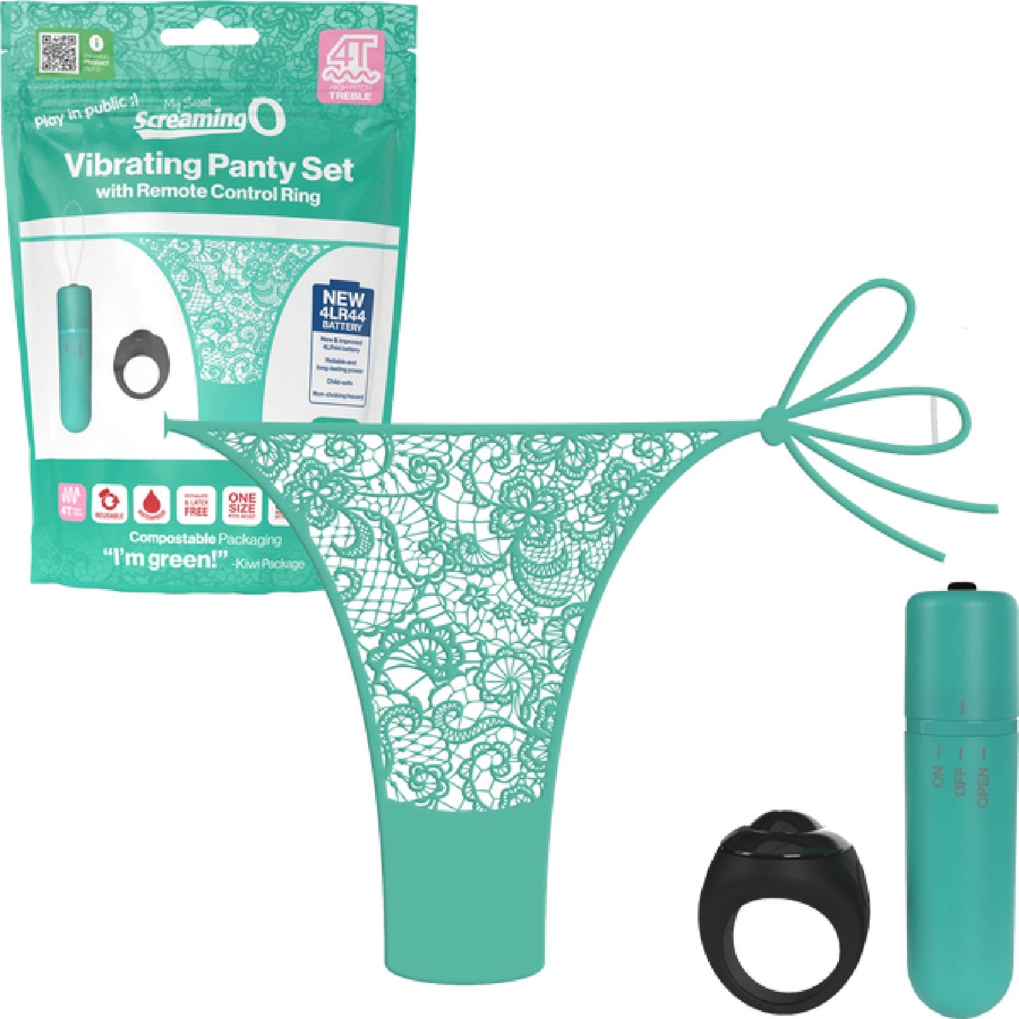Vibrating Panty Set W/ Remote Ring 4t High Pitch Treble (Black)