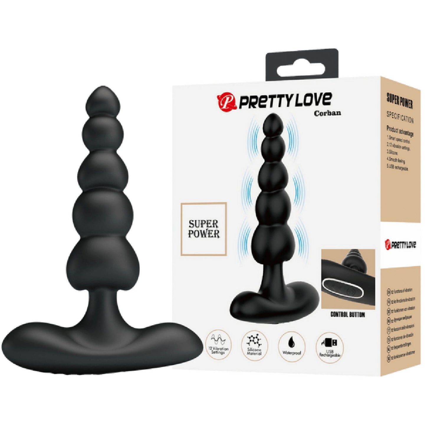 Corban - Rechargeable Butt Plug (Black)