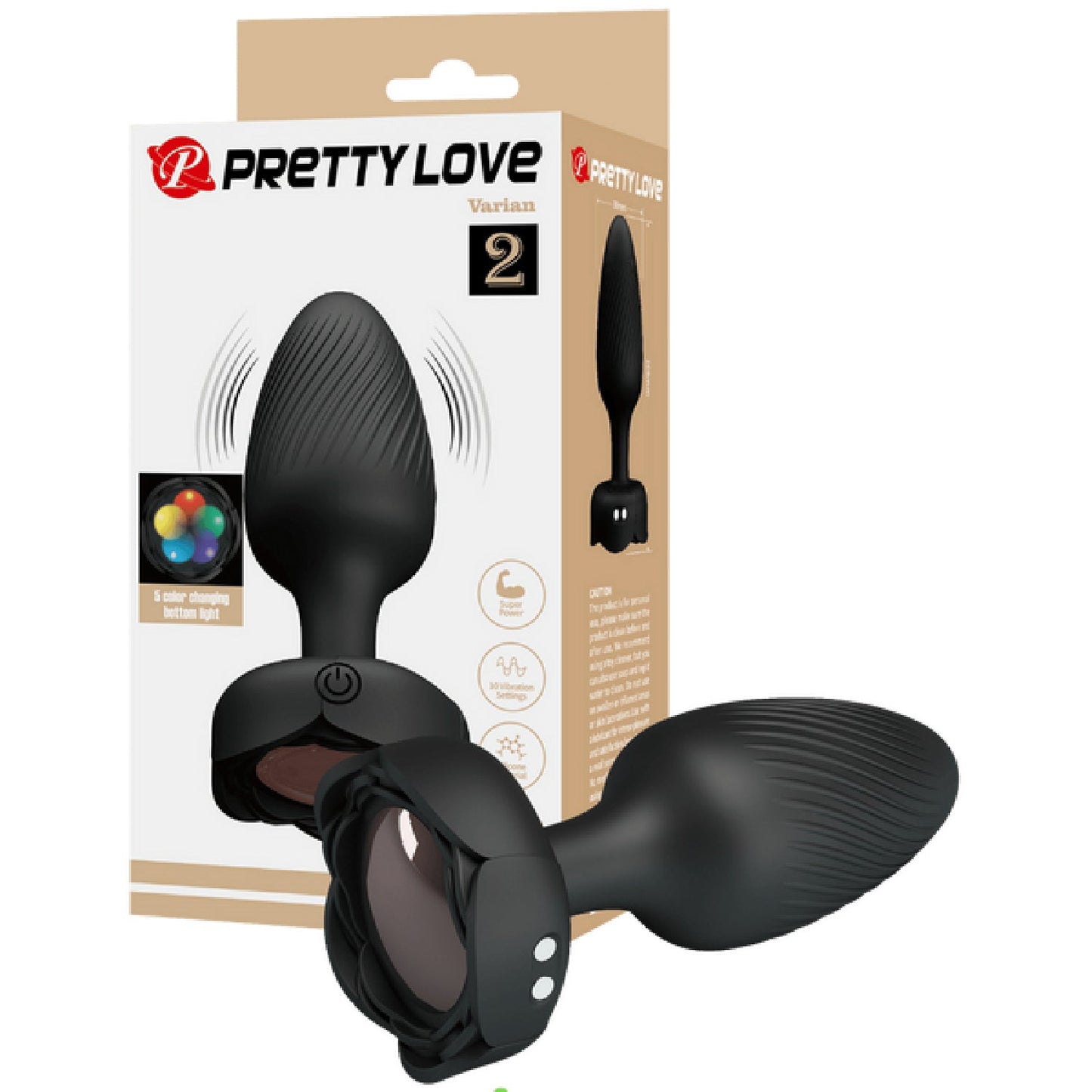 Varian - Light-Up Rechargeable Butt Plug (Black)