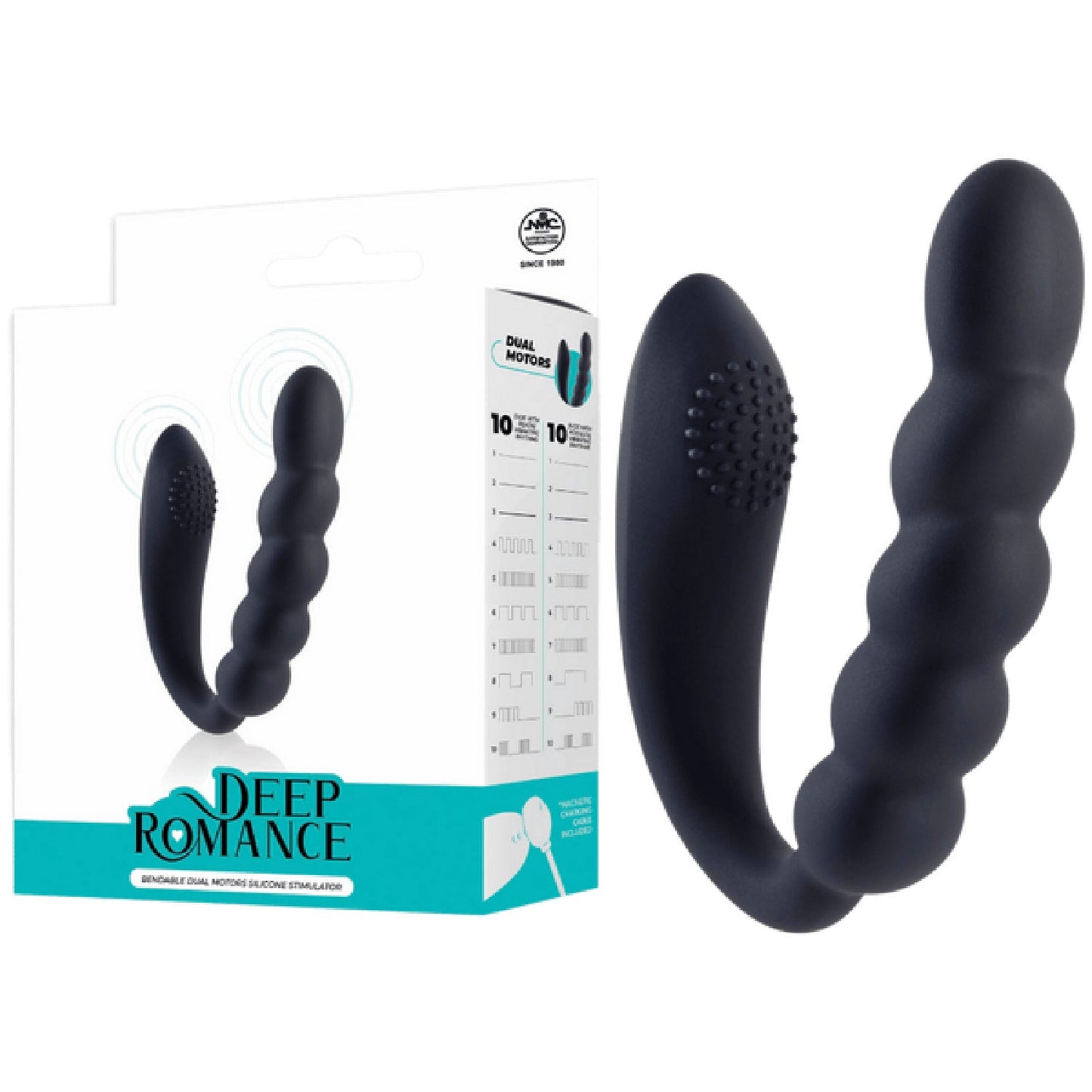 Bendable Dual Motors Silicone Stimulator (Black)