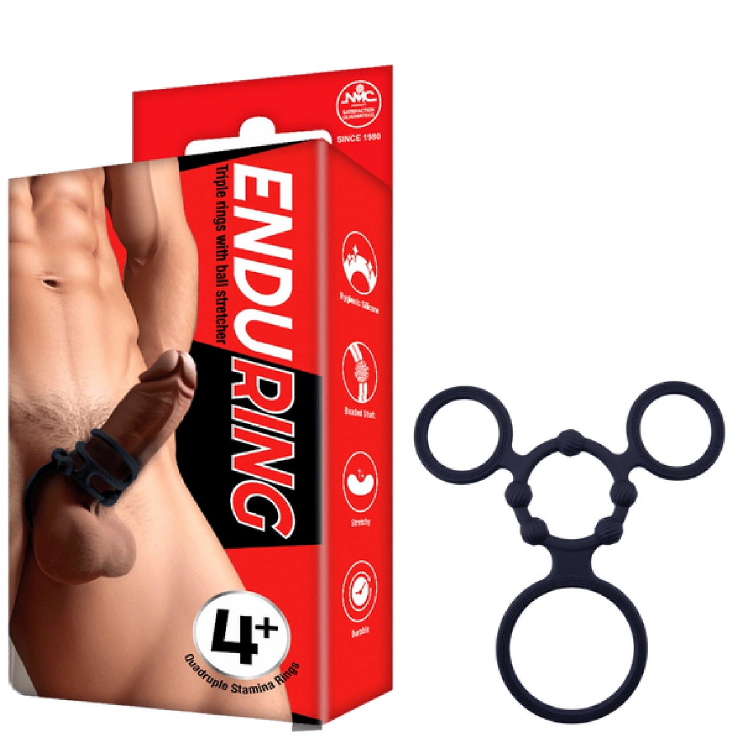 Triple Ring With Ball Stretcher (Black)