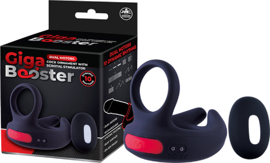 Dual Motor Cock Ornament with Scrotal Stimulator (Black)