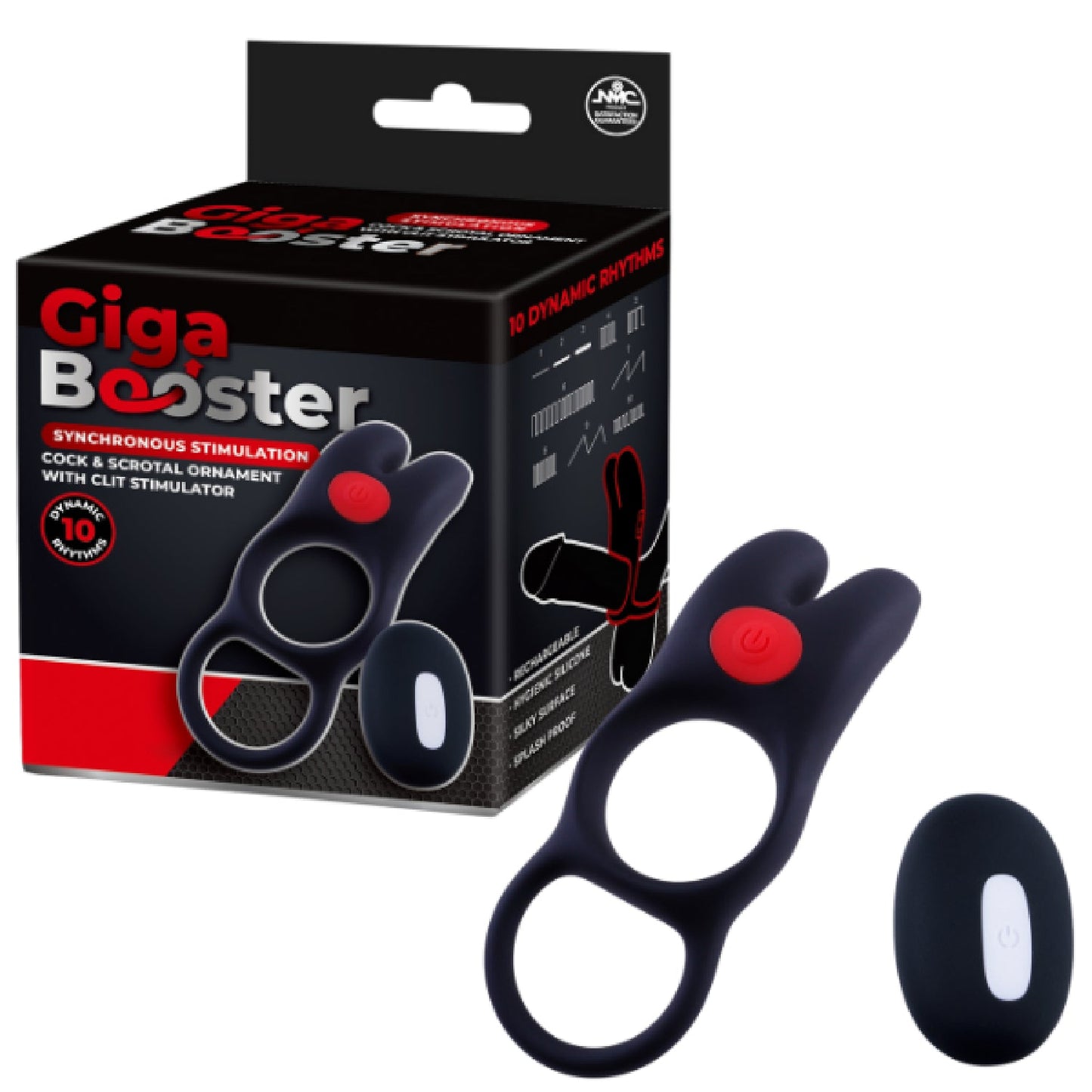 Cock and Scrotal Ornament with Clit Stimulator (Black)