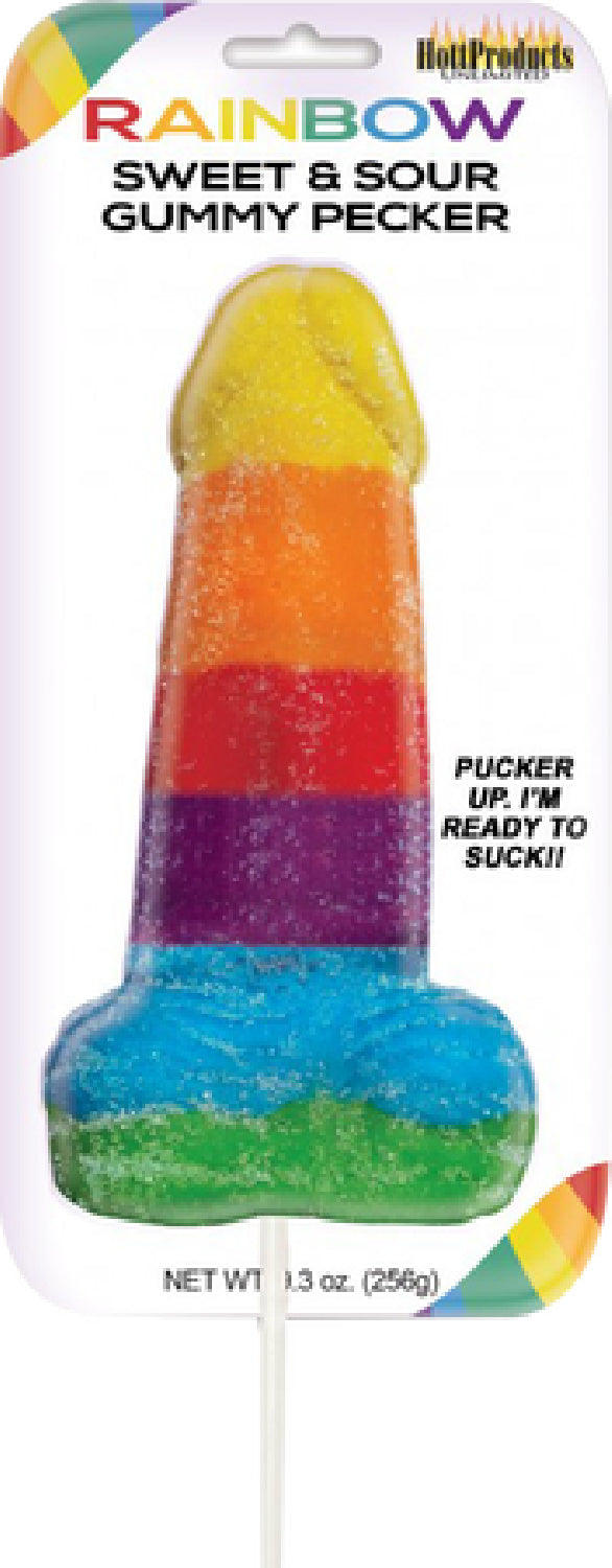 Sweet and Sour Jumbow Rainbow Gummy Cock Pop