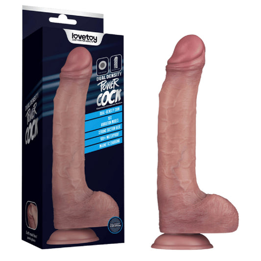 11'' Vibrating Dual Density Power Cock (Flesh)