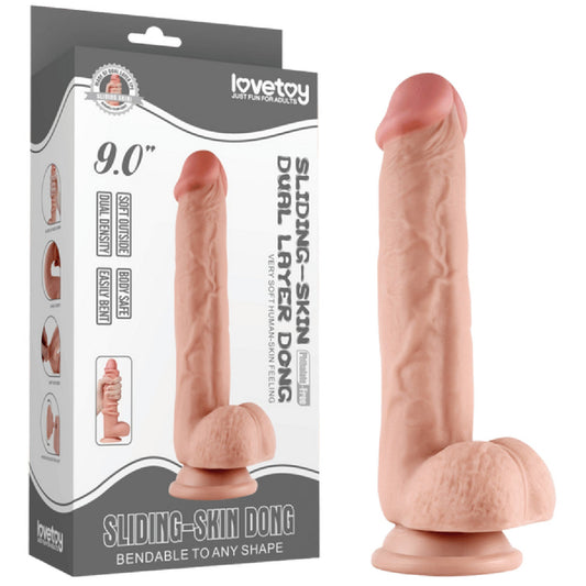 9.0'' Sliding Skin Dual Layer Dong (Flesh)