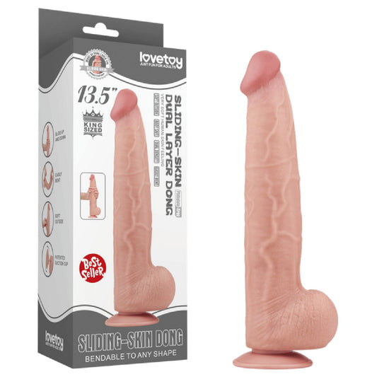 13.5'' King Sized Sliding Skin Dual Layer Dong (Flesh)