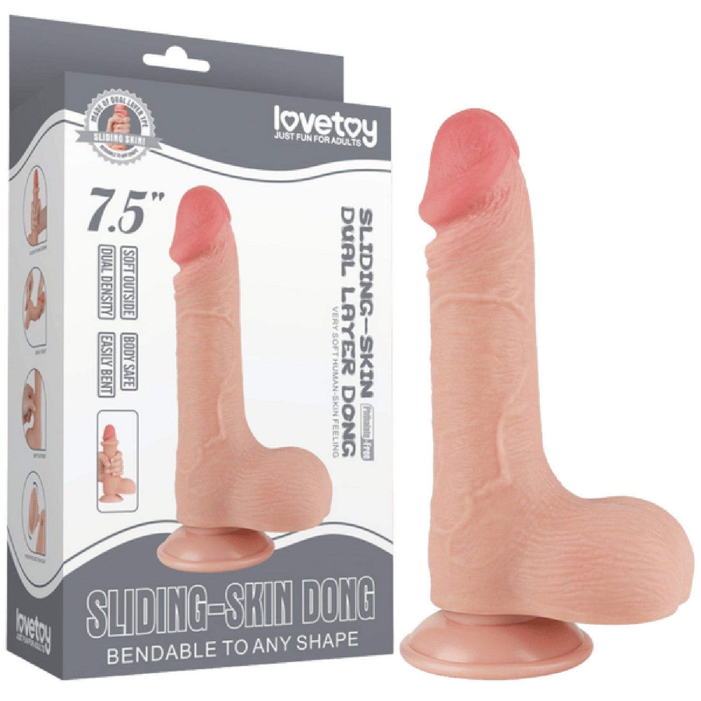 7.5'' Sliding Skin Dual Layer Dong (Flesh)