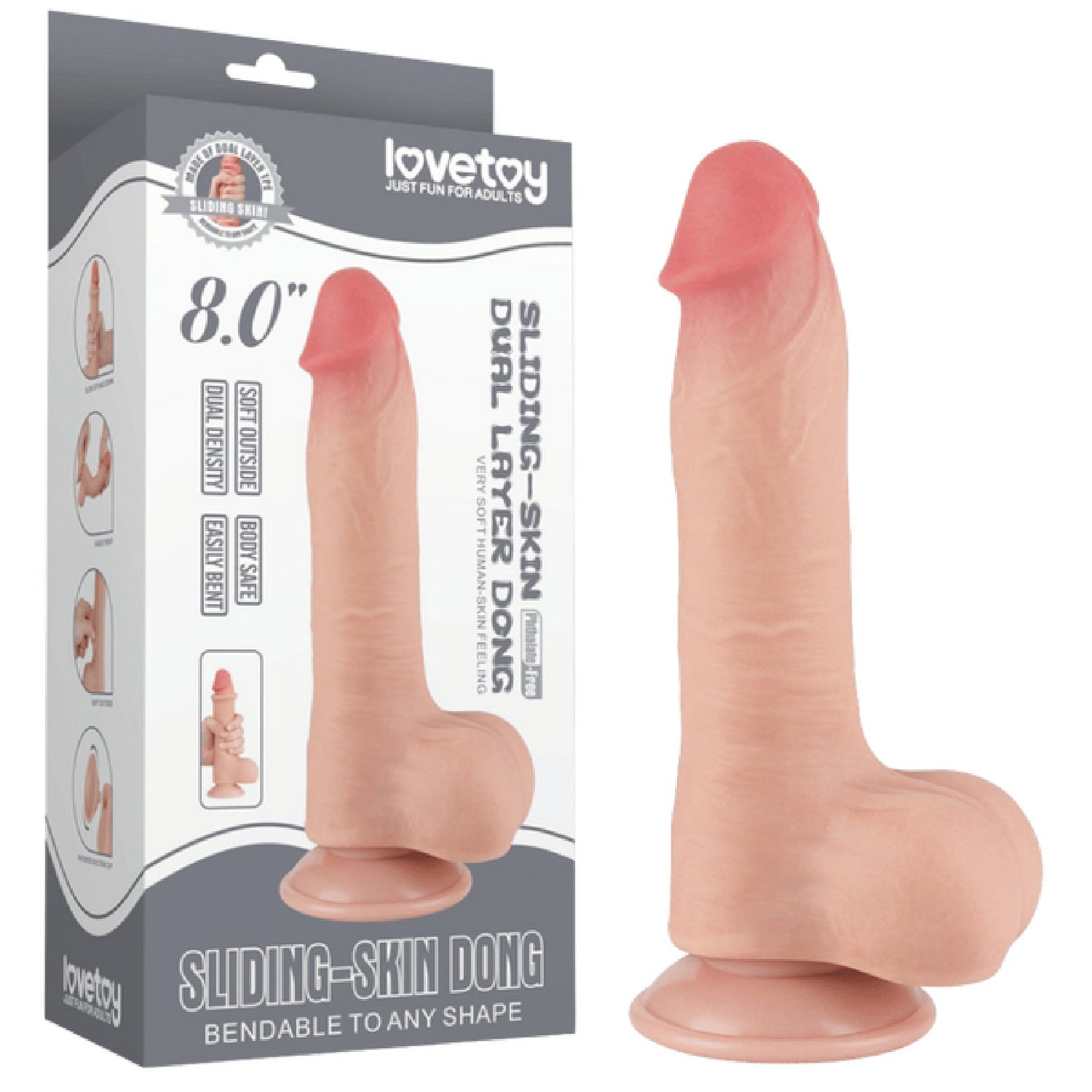 8'' Sliding Skin Dual Layer Dong (Flesh)
