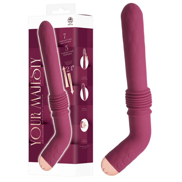 Your Majesty - 5.6" Silicone Thrusting Vibrator (Maroon)